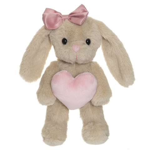 Maskotka królik Tyra z serduszkiem, pluszak prezent na Walentynki, beż 20cm